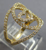 ESTATE WIDE 1.48CT DIAMOND 14KT YELLOW GOLD 3D OPEN HEART LOVE KNOT LOVE RING