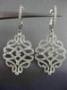 ESTATE 1.36CT DIAMOND 18KT WHITE GOLD 3D HEART INFINITY HUGGIE HANGING EARRINGS