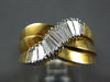 ESTATE WIDE .90CT DIAMOND 14KT YELLOW GOLD 3D BAGUETTE CRISS CROSS X LOVE RING