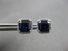 2.49CT DIAMOND & AAA SAPPHIRE 14KT WHITE GOLD EMERALD CUT & ROUND STUD EARRINGS