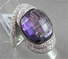 ESTATE WIDE 27MM 18KT WHITE 19.44CT AAA AMETHYST & DIAMONDS GOLD RING