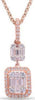 ESTATE .45CT DIAMOND 14KT ROSE GOLD ROUND & BAGUETTE INVISIBLE SQUARE PENDANT