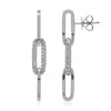 1.40CT DIAMOND 18KT WHITE GOLD OPEN OVAL 3 LINK CRISS CROSS FUN HANGING EARRINGS