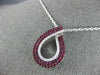 LARGE 1.72CT DIAMOND & AAA RUBY 18KT WHITE GOLD 3D TEAR DROP LOVE KNOT PENDANT