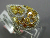 ESTATE LARGE 2.23CT WHITE & FANCY YELLOW DIAMOND 18KT WHITE GOLD PEAR SHAPE RING