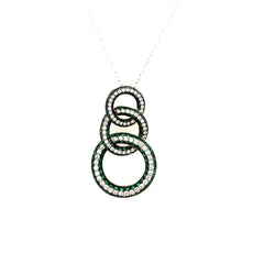 2.2CT DIAMOND & AAA EMERALD 18KT WHITE GOLD CIRCULAR GRADUATING FLOATING PENDANT