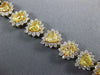 WIDE & LONG 15.20CT WHITE & CANARY DIAMOND 18KT 2 TONE GOLD LOVE TENNIS BRACELET