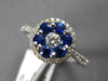 1.01CT DIAMOND & AAA SAPPHIRE 18KT WHITE GOLD 3D ROUND FLOWER HALO FILIGREE RING