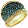 ESTATE WIDE 2.0CT WHITE & BLUE DIAMOND 14K YELLOW GOLD CLASSIC ANNIVERSARY RING
