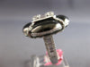 EXTRA LARGE 2.14CT DIAMOND & BLACK ENAMEL 18KT WHITE GOLD SQUARE FLOWER FUN RING