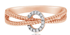 .06CT DIAMOND 14KT ROSE GOLD 3D CIRCLE OF LIFE CRISS CROSS INFINITY LOVE RING
