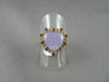 ANTIQUE WIDE 7.60CT AAA AMETHYST & QUARTZ 14KT YELLOW GOLD HEART LOVE FUN RING