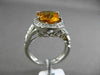 ANTIQUE LARGE 3.52CTW DIAMOND & AAA CITRINE 14KT WHITE GOLD FLORAL FILIGREE RING