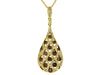1.05CT WHITE & MOCHA DIAMOND 14KT YELLOW GOLD 3D OPEN FILIGREE TEAR DROP PENDANT