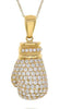 LARGE 1.75CT DIAMOND 14KT YELLOW GOLD 3D PAVE BOXING GLOVE FUN FLOATING PENDANT