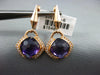 4.18CT DIAMOND & AAA AMETHYST 14KT ROSE GOLD CUSHION SEMI BEZEL HANGING EARRINGS