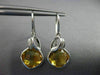 ESTATE 6.96CT DIAMOND & AAA CITRINE 14KT WHITE GOLD SQUARE LEAF HANGING EARRINGS