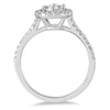 .98CT DIAMOND 14K WHITE GOLD CLASSIC ROUND SOLITAIRE FLOWER HALO ENGAGEMENT RING