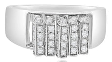ESTATE 1.69CT DIAMOND 14KT WHITE GOLD 3D MULTI BAR MULTI ROW SQUARE FUN RING