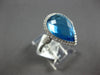 LARGE 5.26CT DIAMOND & AAA BLUE TOPAZ 14KT WHITE GOLD 3D PEAR SHAPE & ROUND RING