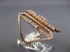 ESTATE LARGE 1.35CT DIAMOND 14KT ROSE GOLD CLASSIC MULTI BAR DOUBLE V FUN RING
