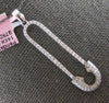ESTATE LARGE .59CT DIAMOND 14KT WHITE GOLD SAFETY PIN FUN LOVE FLOATING NECKLACE