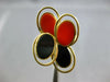 ESTATE LARGE AAA CORAL & ONYX 18KT YELLOW GOLD 3D CLASSIC OVAL FLOWER RING