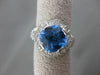 ESTATE 3.44CT DIAMOND & AAA EXTRA FACET BLUE TOPAZ 14KT WHITE GOLD FILIGREE RING
