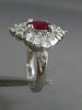 ESTATE LARGE 2.37CT DIAMOND & RUBY 18KT WHITE GOLD FLOWER ENGAGEMENT RING #25401