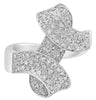LARGE .40CT DIAMOND 14KT WHITE GOLD MULTI ROW DOUBLE LOVE KNOT CRISS CROSS RING