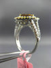 GIA LARGE 2.22CT MULTI COLOR DIAMOND 18K 2 TONE GOLD DOUBLE HALO ENGAGEMENT RING