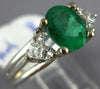 ESTATE 1.63CT DIAMOND & AAA EMERALD 18KT WHITE GOLD DOUBLE HEART ENGAGEMENT RING