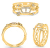 ESTATE WIDE .12CT DIAMOND 14K YELLOW GOLD 3D OVAL LINK SHOOTING STAR ETOILE RING