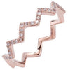 ESTATE 0.1CT DIAMOND 14KT ROSE GOLD ROUND CLASSIC ZIG ZAG STACKABLE FUN RING
