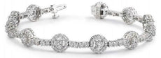 3.93CT DIAMOND 14KT WHITE GOLD CLASSIC MULTI FLOWER BY THE YARD TENNIS BRACELET