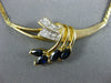 ESTATE LARGE 1.20CT DIAMOND & AAA SAPPHIRE 14KT YELLOW GOLD LEAF NECKLACE #1112