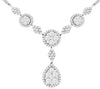 2.90CT DIAMOND 14KT WHITE GOLD 3D ROUND CLUSTER TEAR DROP LARIAT LOVE NECKLACE