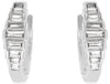 .23CT DIAMOND 14K WHITE GOLD BAGUETTE GRADUATING CHANNEL HUGGIE HANGING EARRINGS