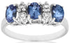 1.06CT DIAMOND & AAA TANZANITE 14KT WHITE GOLD 3D OVAL & ROUND ANNIVERSARY RING