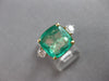 EXTRA LARGE 4.44CT DIAMOND & AAA EMERALD 18K 2 TONE GOLD CUSHION ENGAGEMENT RING