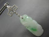 ANTIQUE LARGE .26CT DIAMOND & AAA JADE 18KT WHITE GOLD 3D HAND ETCHED EARRINGS