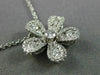 ESTATE .53CT DIAMOND 18K WHITE GOLD 4 CLOVER ETOILE HALO FLOWER FLOATING PENDANT