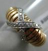 ESTATE WIDE .31CT DIAMOND 18KT WHITE & ROSE GOLD 3D FLEXIBLE SHINY X LOVE RING