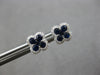 SMALL .52CT DIAMOND & AAA SAPPHIRE 14KT WHITE GOLD CLASSIC FLOWER STUD EARRINGS