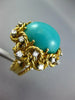 ANTIQUE EXTRA LARGE 15.90CT DIAMOND & AAA TURQUOISE 18KT YELLOW GOLD OVAL RING