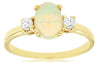 1.07CT DIAMOND & AAA OPAL 14KT YELLOW GOLD OVAL & ROUND PAST PRESENT FUTURE RING