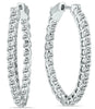 ESTATE 2CT DIAMOND 14K WHITE GOLD CLASSIC ROUND INSIDE OUT HOOP HANGING EARRINGS