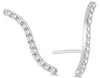 ESTATE .50CT DIAMOND 14KT WHITE GOLD 3D CLASSIC SWIRL WAVE EAR CLIMBER EARRINGS