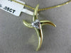 ESTATE .05CT DIAMOND 14K WHITE & YELLOW GOLD 3D HEART ETOILE CROSS PENDANT #2012