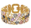 EXTRA LARGE 55.14CT DIAMOND & AAA MULTI COLOR SAPPHIRE 18KT YELLOW GOLD BRACELET
